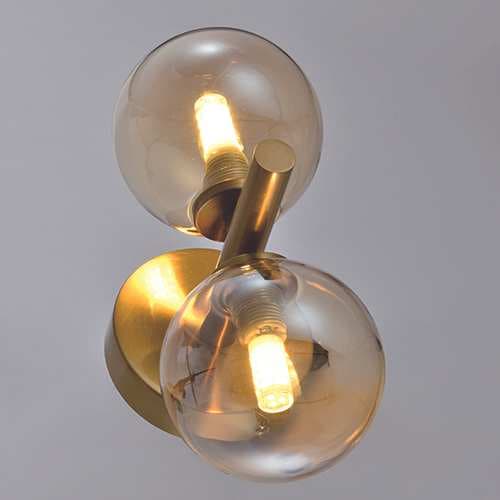Modern Brass Wall Light With Amber Glass - CP24
