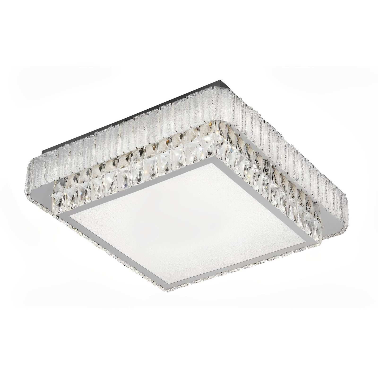 Two-Layer Square Chrome Crystal Flush Chandelier CH15-500C