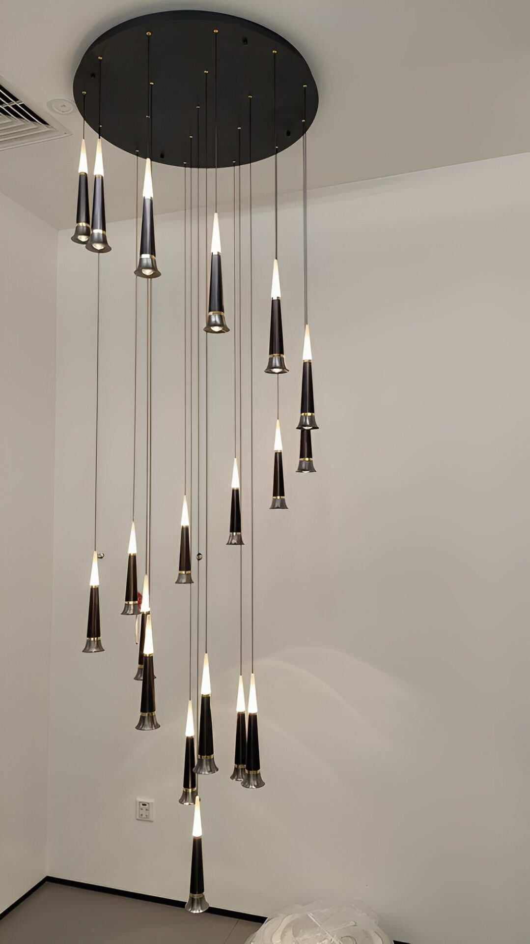 Modern Spiral Black Torch Pendant Chandelier CP194