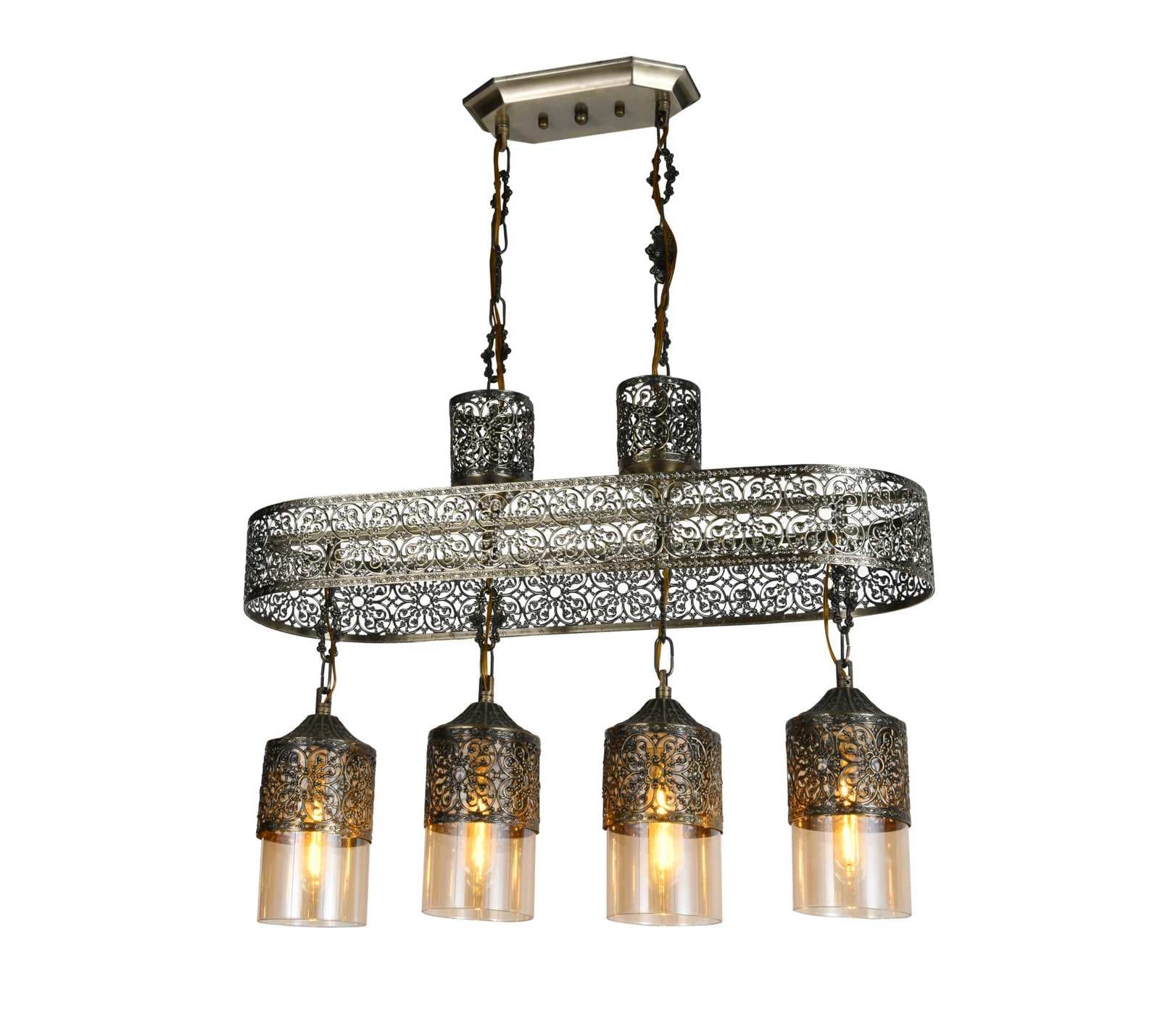Turkish Moroccan 4 Pendant Light Bronze Dining Chandelier TUR016