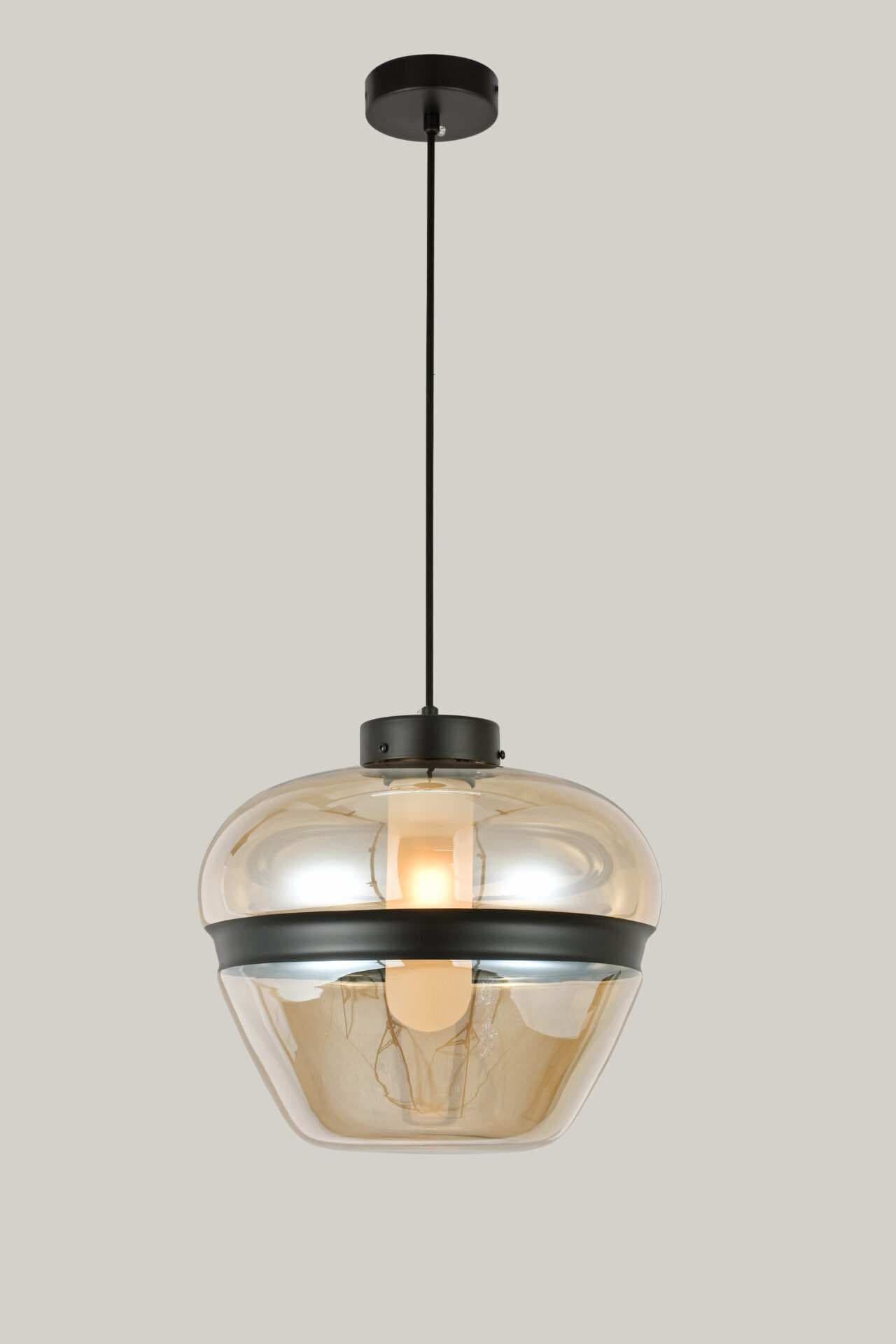 Black Striped Amber Glass Dome Pendant Light CP208