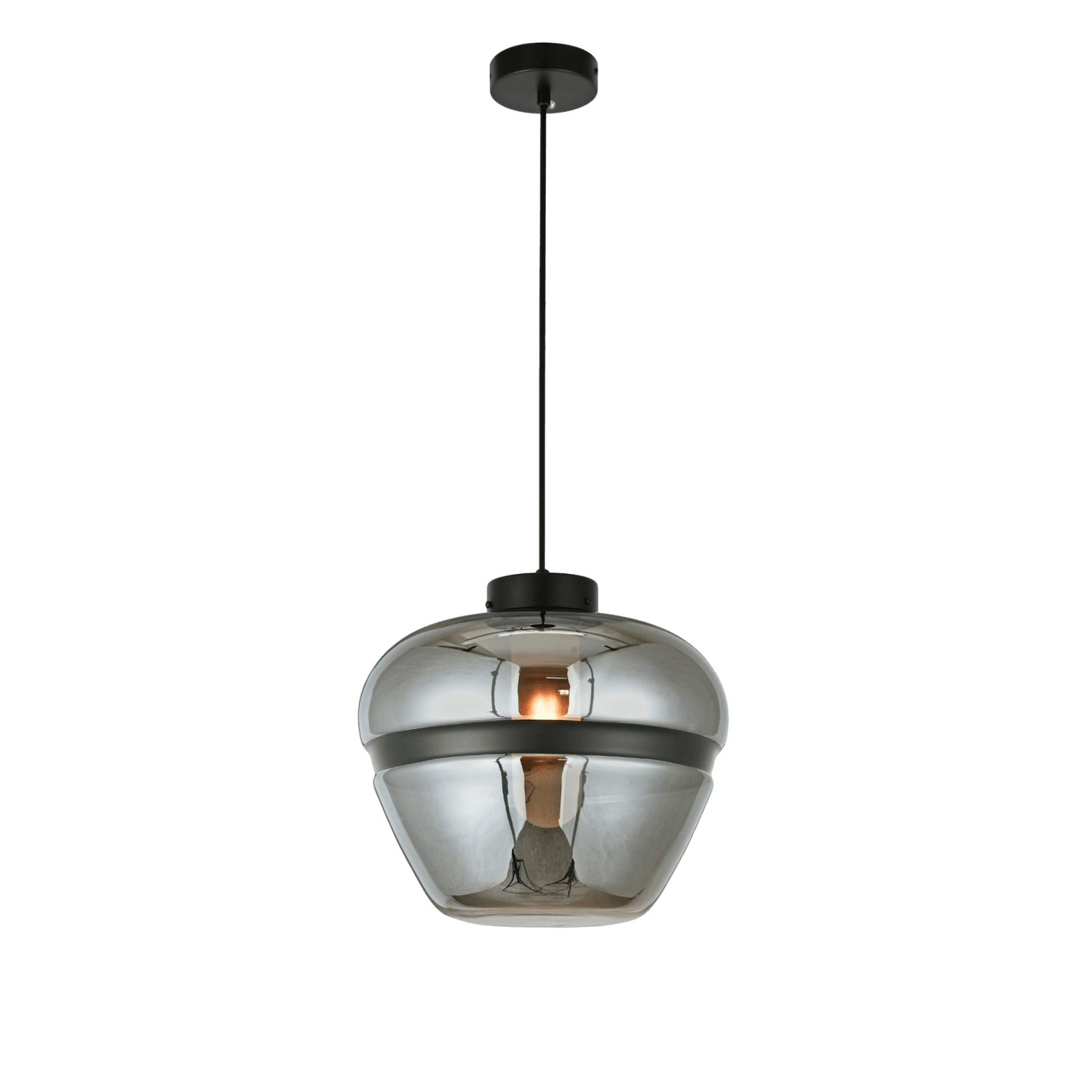 Black Striped Smoke Glass Dome Pendant Light CP209