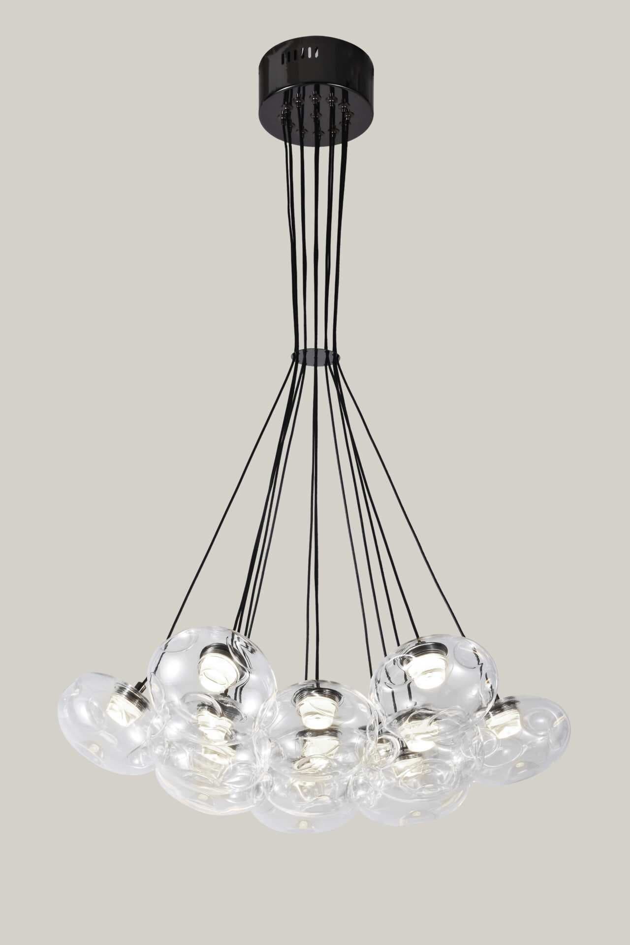 13 Light Clear Organic Glass Ball Black Cluster Chandelier CP238