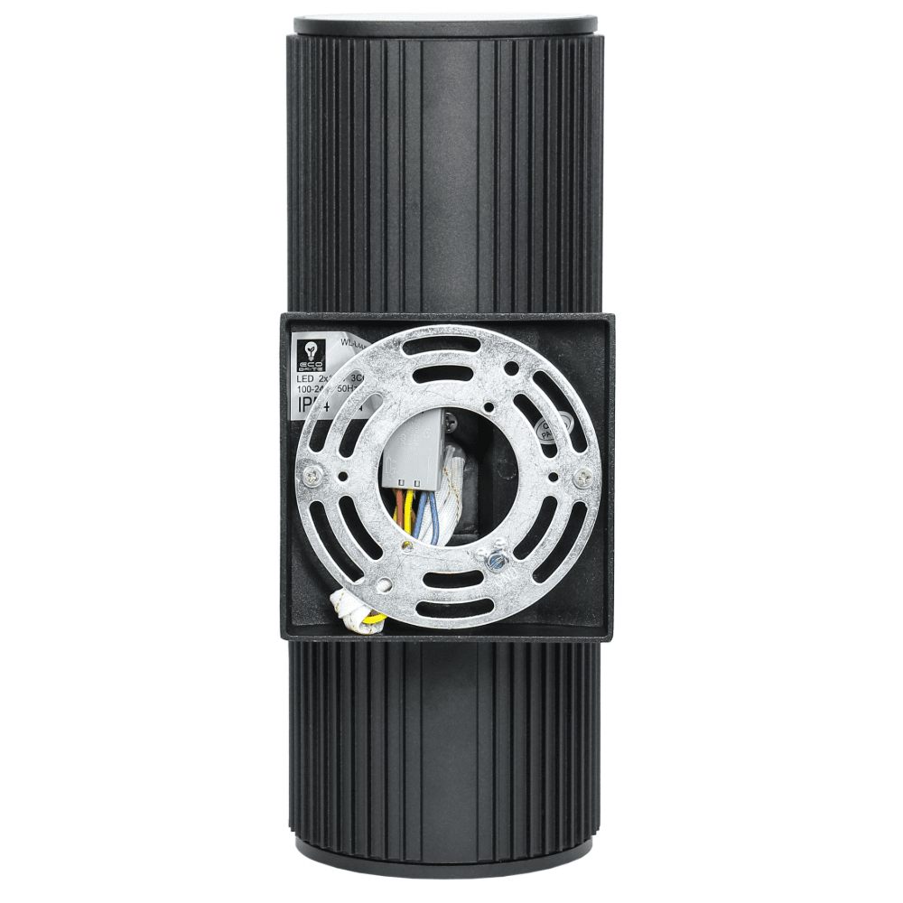 WL-L44/BL-3CCT Modern Black Cylindrical Up/Down Wall Light with 3CCT Technology
