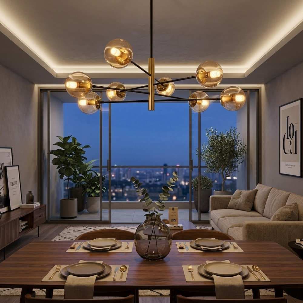 Modern Black and Brass Gold White Glass Chandelier CP260/8BG-1000AM