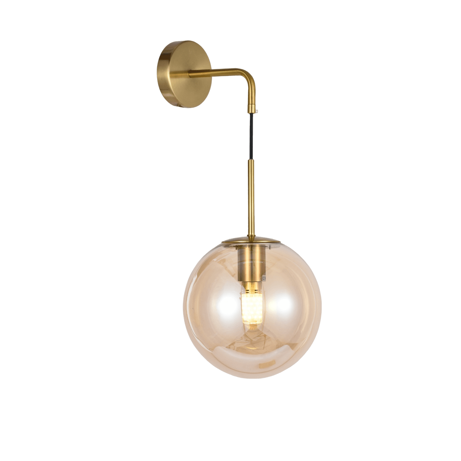 Brass Gold Hanging Amber Glass Shade Wall Light CP211