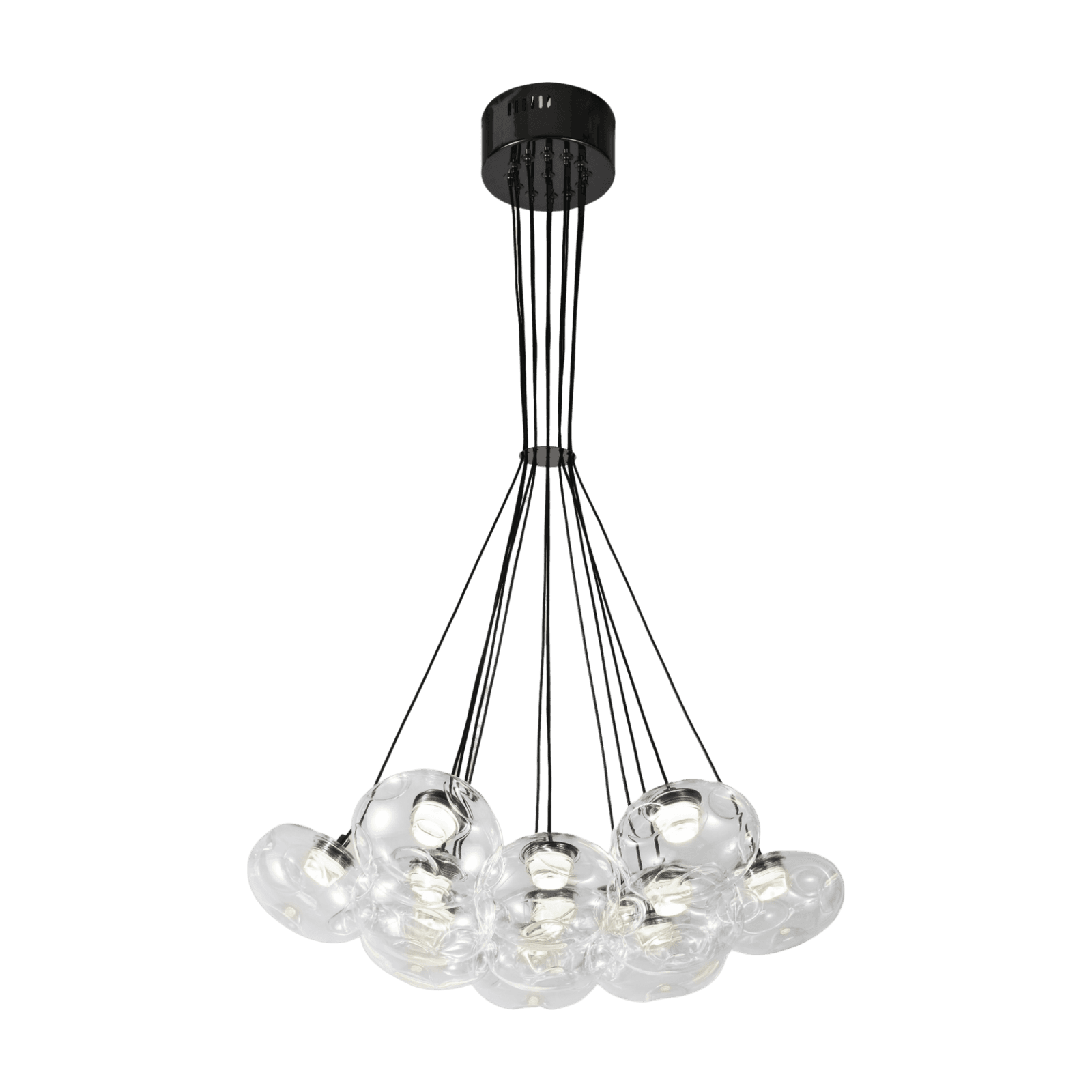 13 Light Clear Organic Glass Ball Black Cluster Chandelier CP238