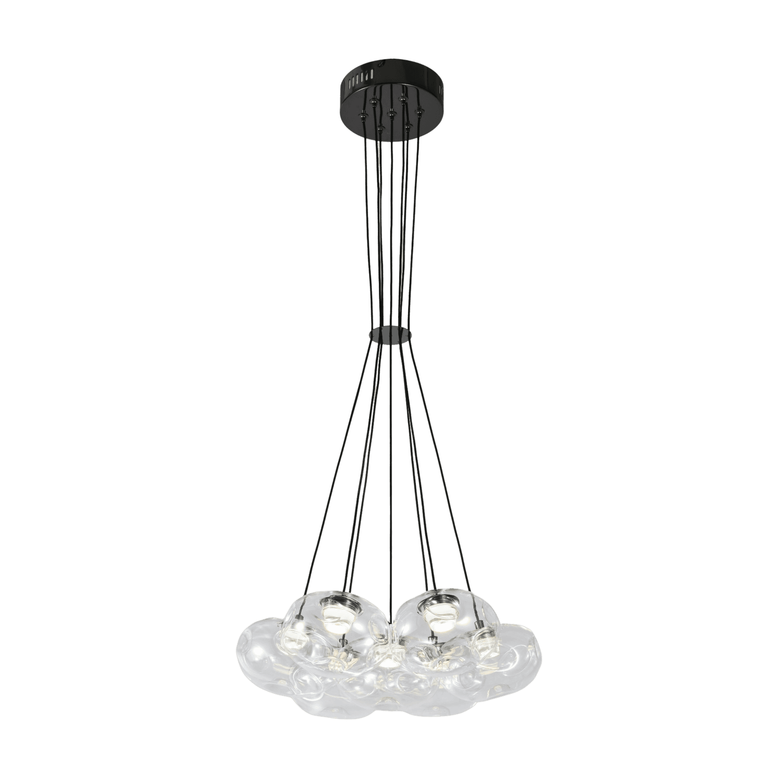 7 Light Clear Organic Glass Ball Black Cluster Chandelier CP237