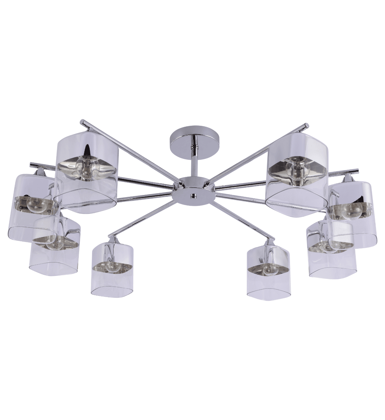 Modern Chrome 8-Light Architectural Glass Semi-Flush Ceiling Light CP250/8C