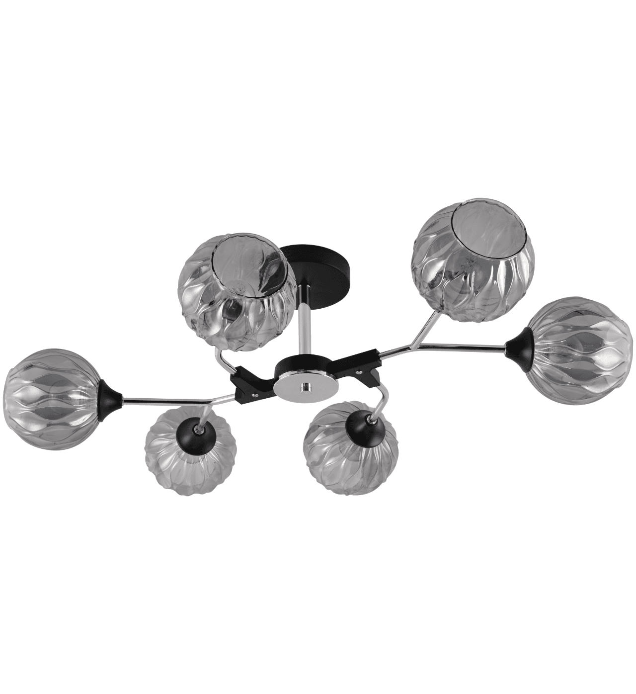 Modern Black & Chrome 6-Light Sculptural Semi-Flush Ceiling Light CP253/6BC