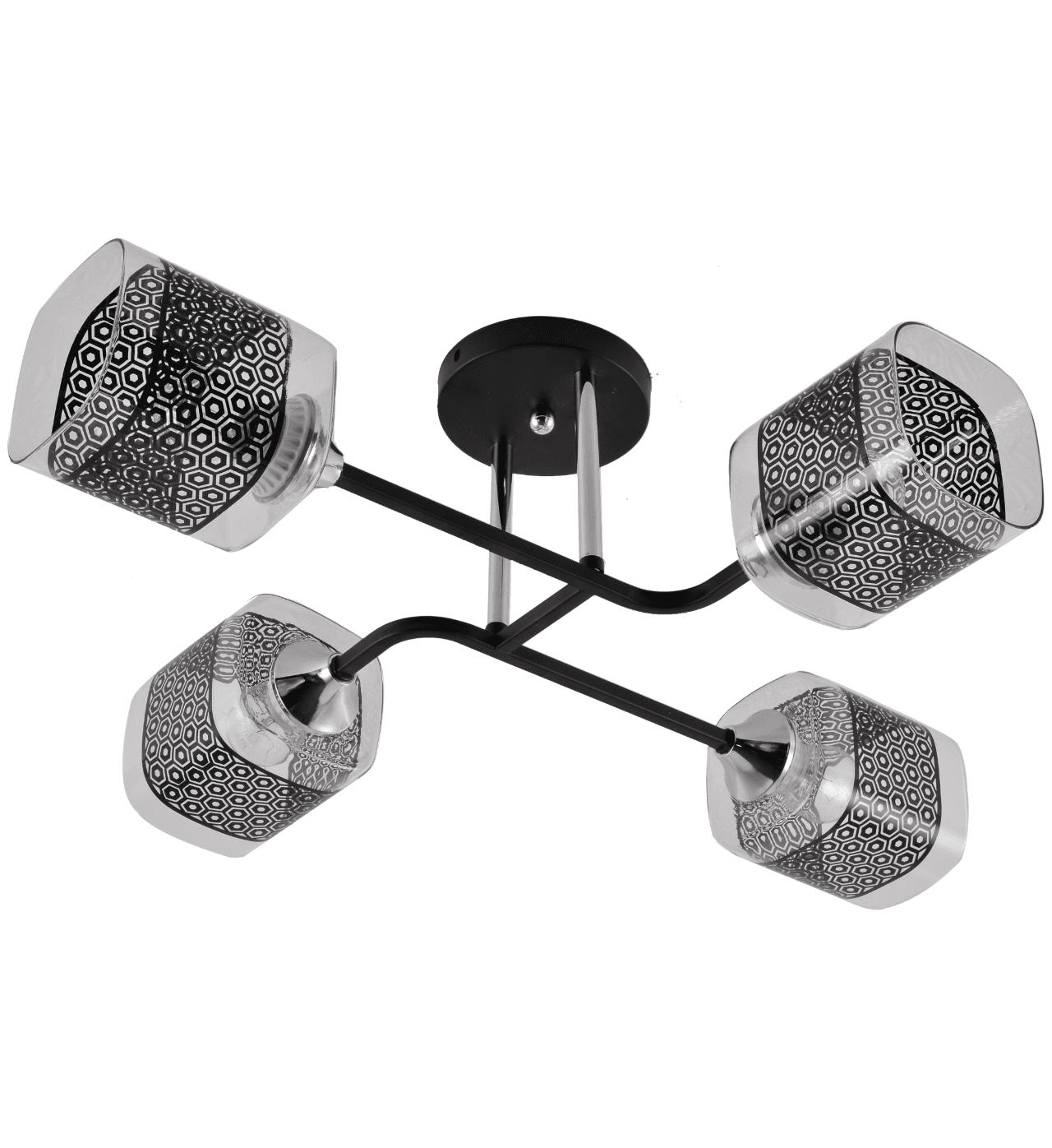Modern Black & Chrome 4-Light Sculptural Geometric Ceiling Light CP256/4BC