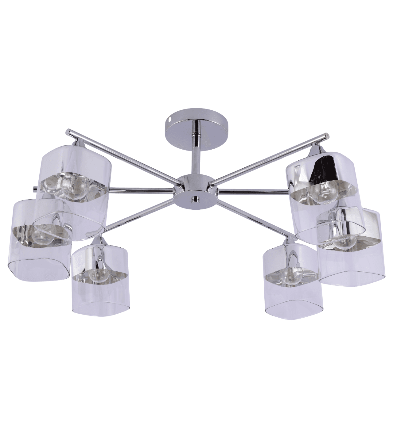 Modern Chrome 6-Light Architectural Glass Semi-Flush Ceiling Light CP250/6C