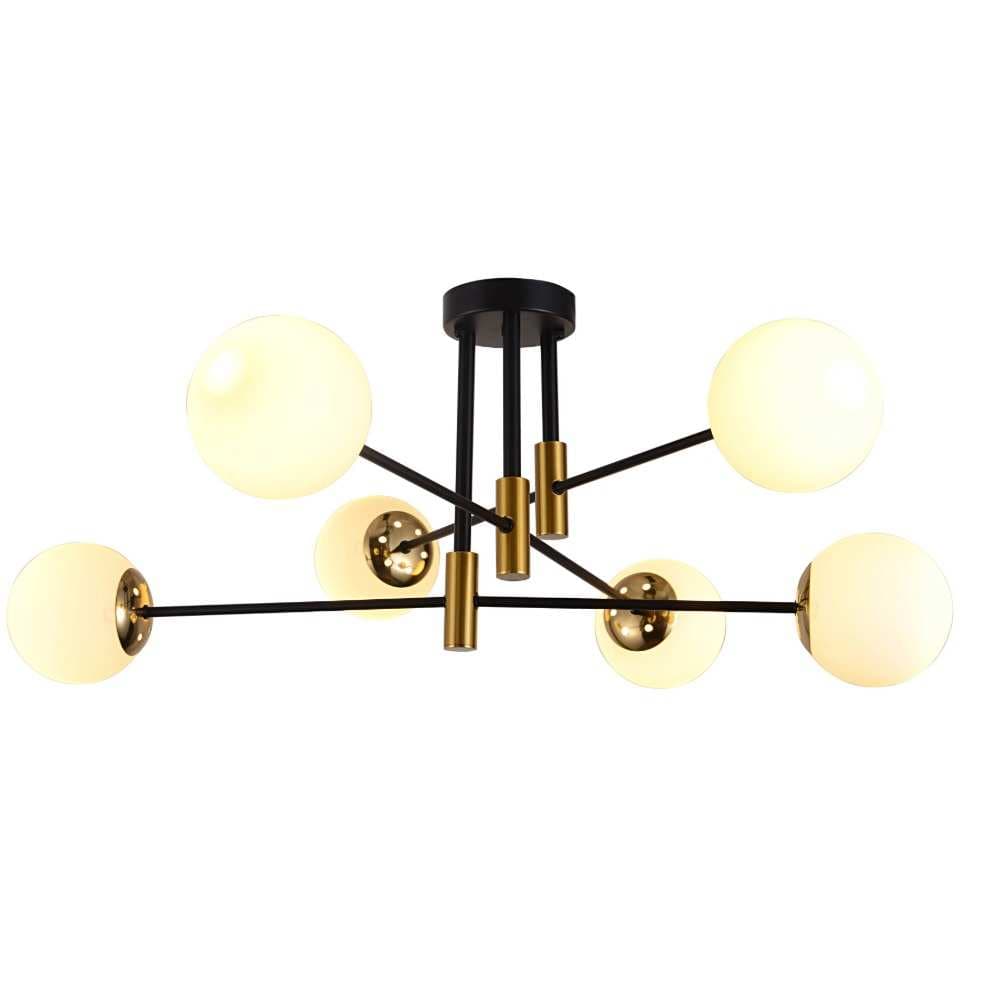 Modern Black and Brass Gold White Glass Chandelier CP260/6BG-880WH