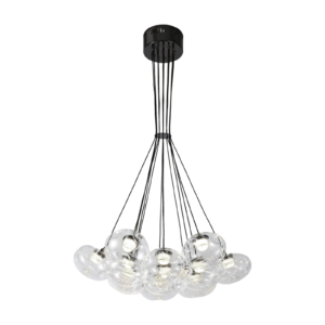 13 Light Clear Organic Glass Ball Black Cluster Chandelier CP238