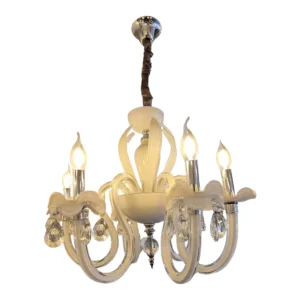 6 Arm Vintage White Crystal Chandelier 8907