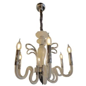 6 Arm Vintage White Chandelier 8909