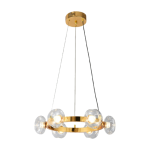 6 Light Clear Organic Glass Hanging Gold Ring Chandelier CP235