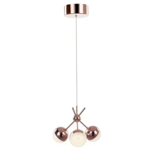 3 Light Ceiling Cluster Pendant with Sparkle Shades - Rose Gold CH228G