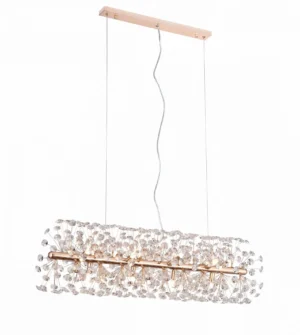12 Light Oblong Crystal Ceiling Pendant - Gold CH243/12-G
