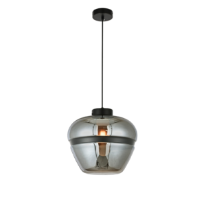 Black Striped Smoke Glass Dome Pendant Light CP209