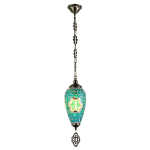 Turkish Moroccan Blue Flower Mosaic Tear Drop Pendant Light TUR007-D