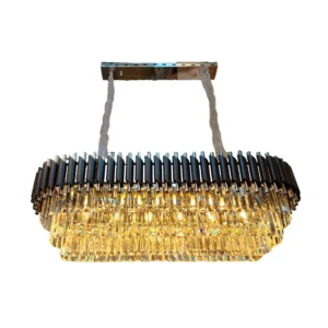 Long Modern Black & Chrome Crystal Chandelier CH06-12BC